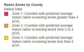 Radon gas zone key to the map